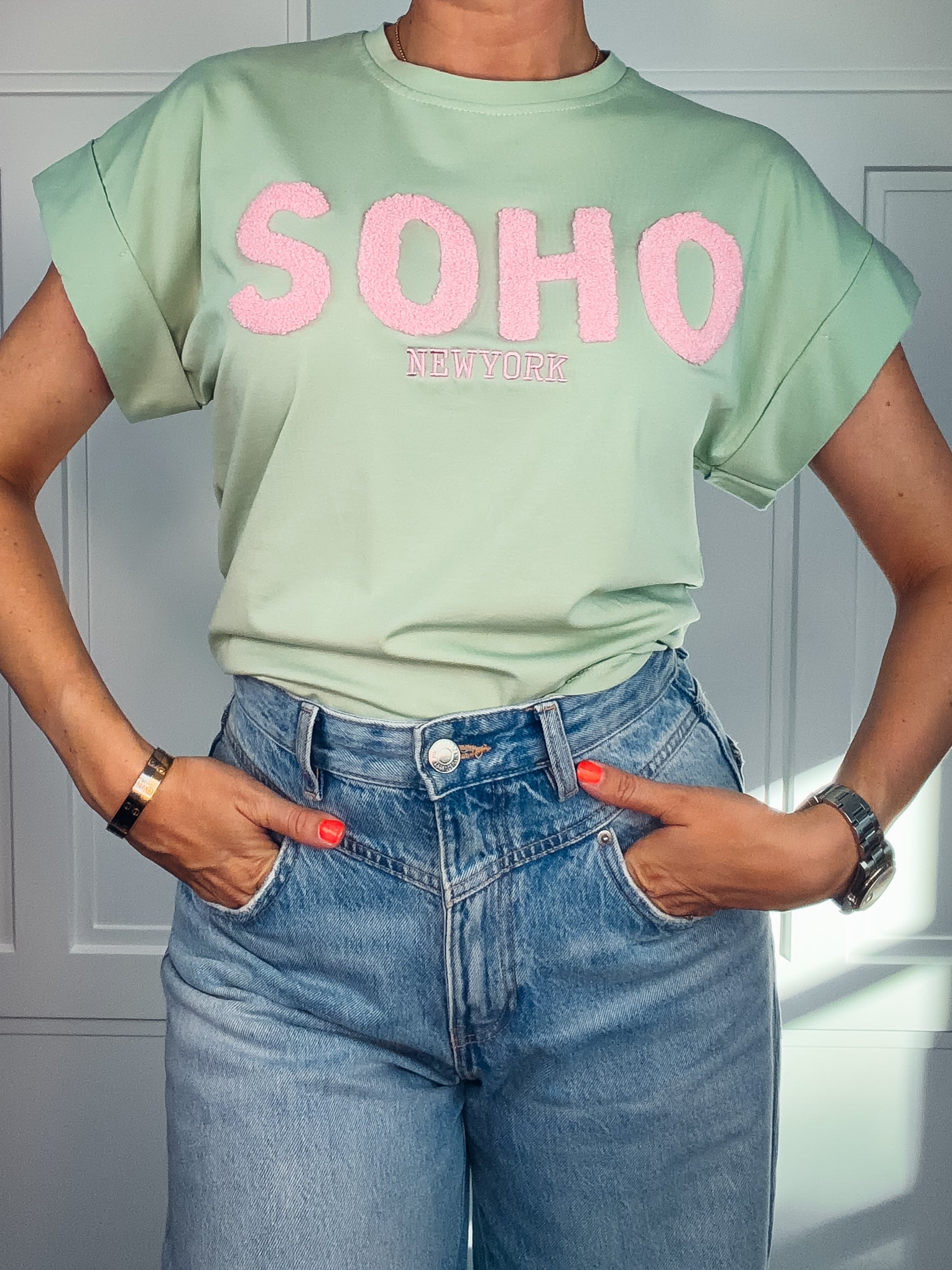 SOHO-Shirt in Hellgrün | Made in Italy | Gr. 36–42