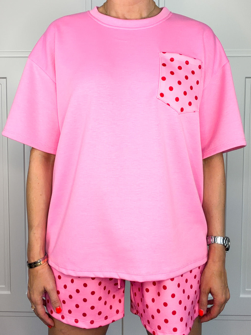 Punkte-Shirt in Pink | Made in Italy | Gr. 36–42