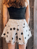 Gepunktete Shorts in Taupe mit Fransen – Made in Italy