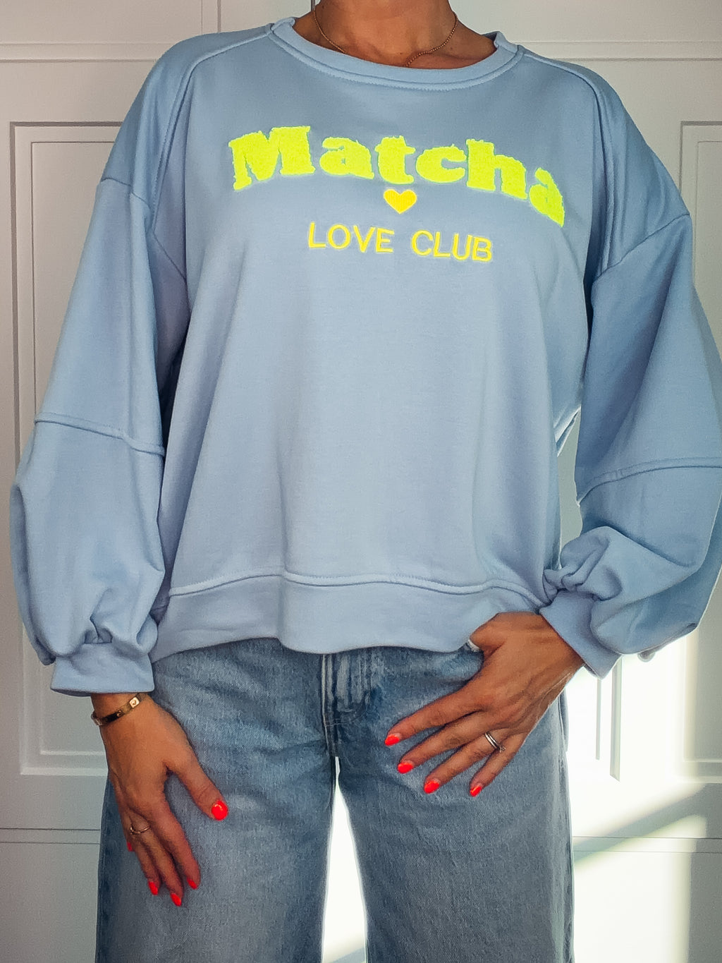 Matcha Club Sweater in Hellblau | Made in Italy | Gr. 34–42