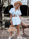 BLUSE Lochmuster weiß