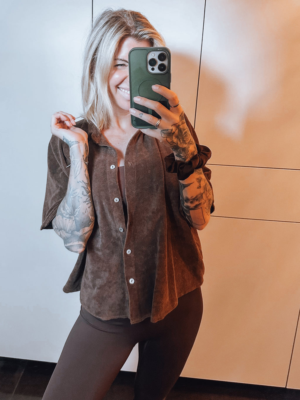 Frottee-Shirt in Braun | 100 % Baumwolle | Gr. 36–42