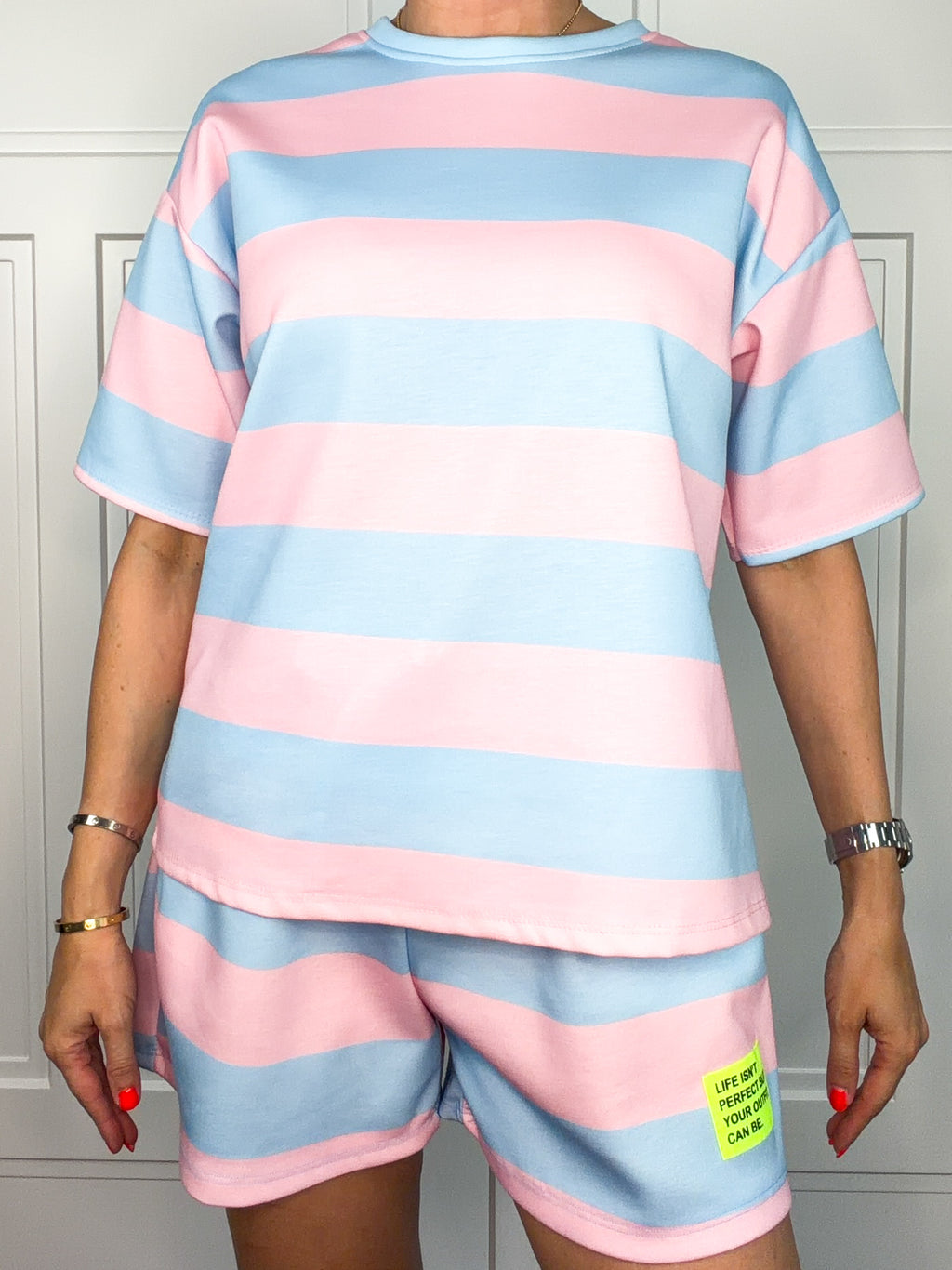 Oberteil – Streifen-Shirt in Hellrosa/Babyblau