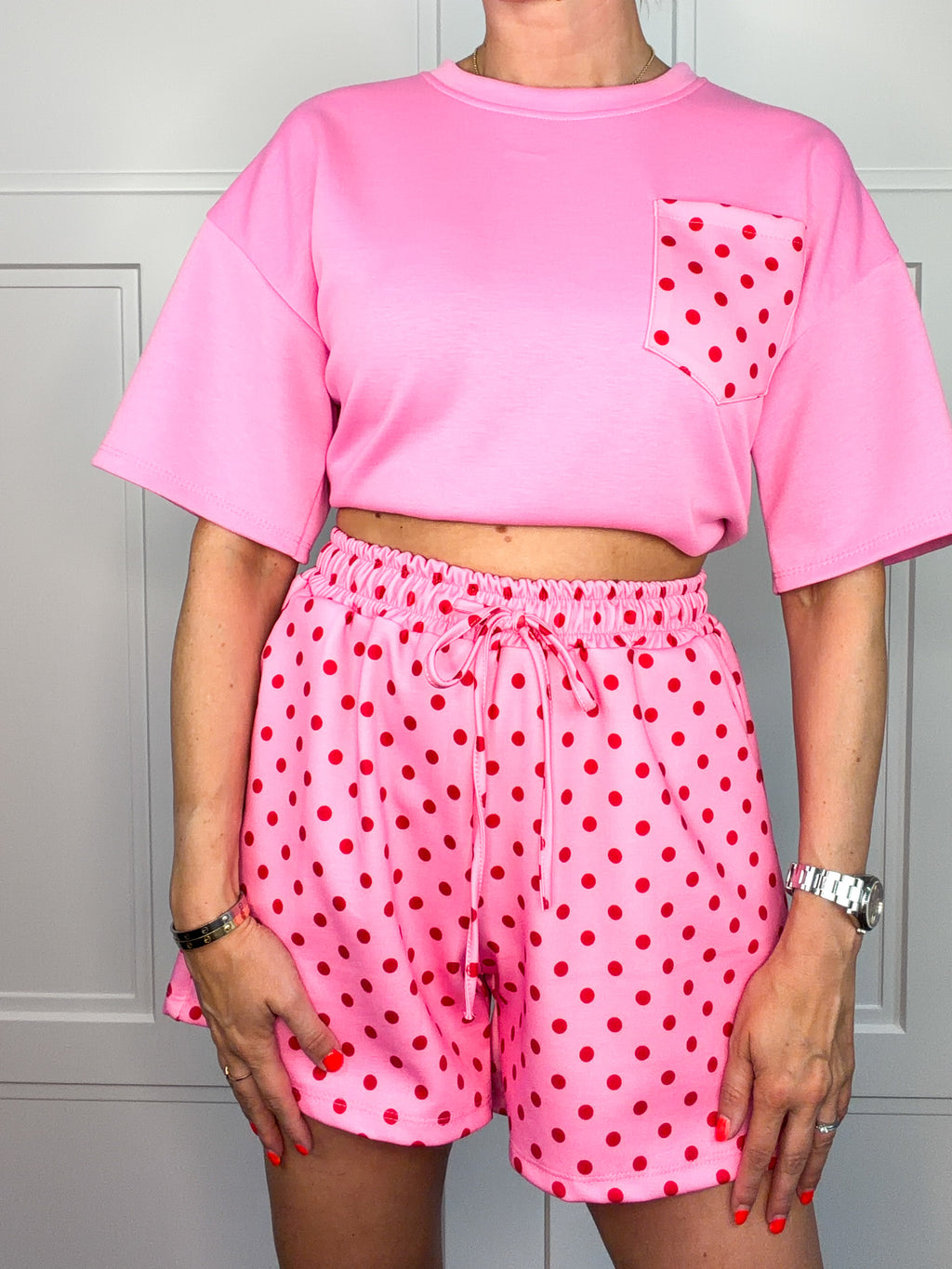 Punkte-Zweiteiler in Pink | Made in Italy | Gr. 36–42