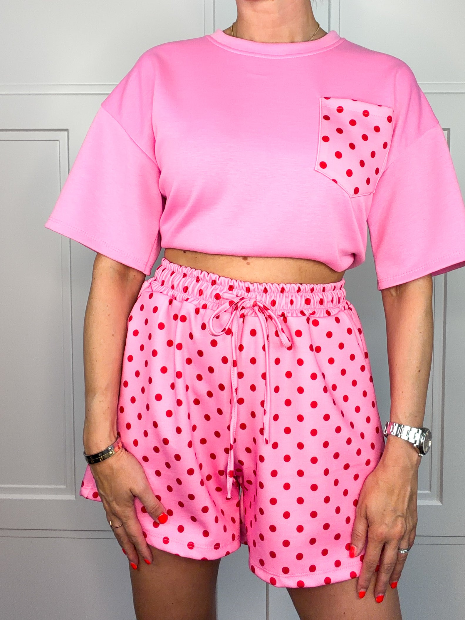 Punkte-Zweiteiler in Pink | Made in Italy | Gr. 36–42