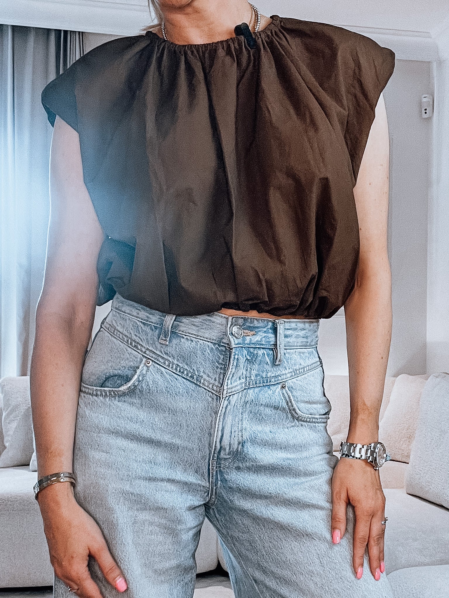 BLUSE braun crop