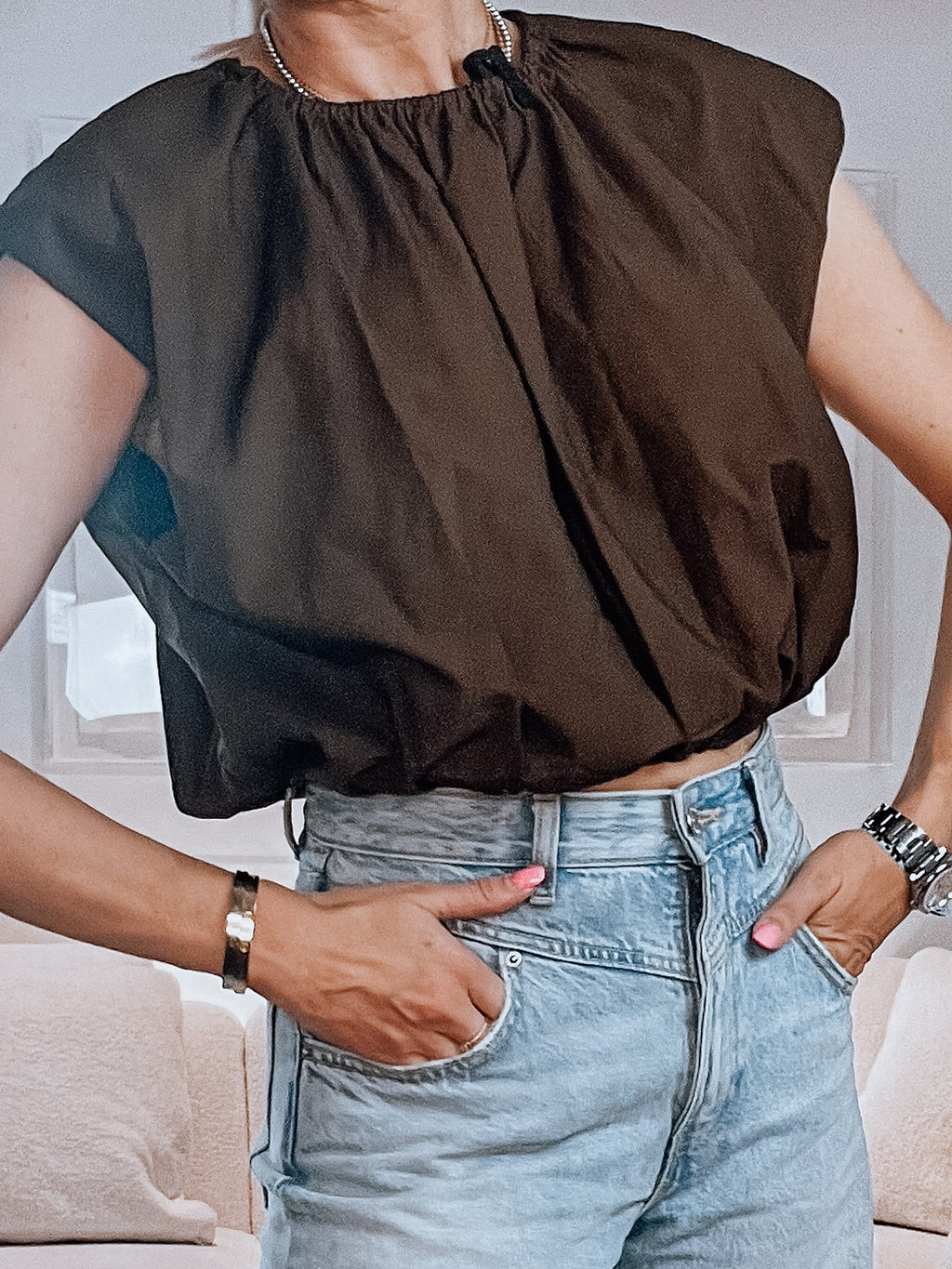 BLUSE braun crop