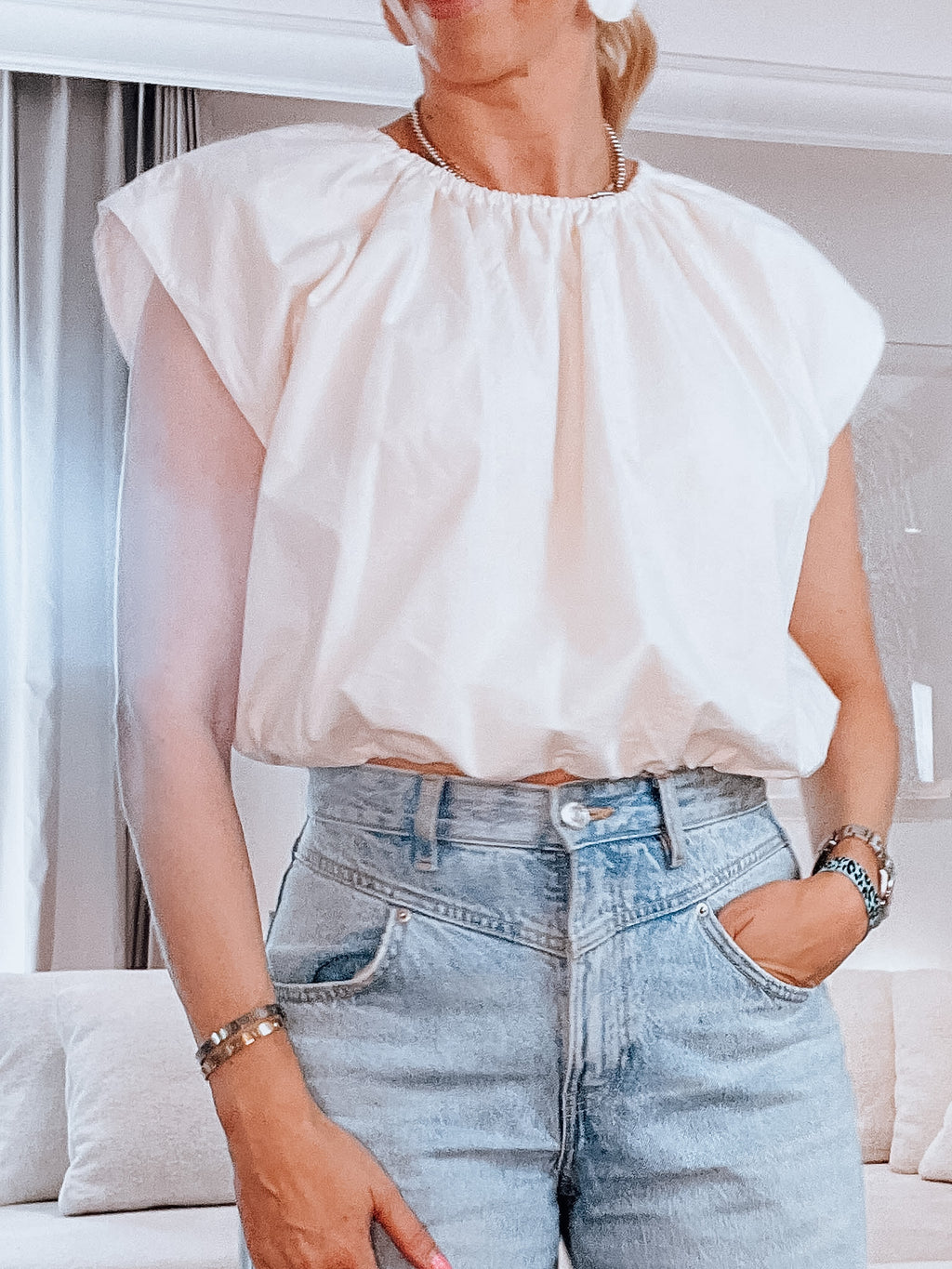 BLUSE creme crop