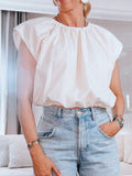 Baumwoll-Crop-Bluse in Weiß