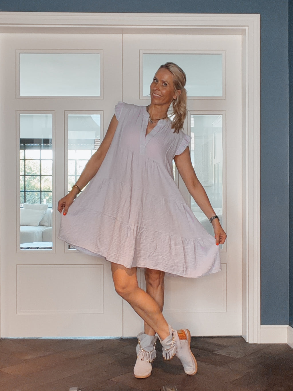 Musselin-Kleid in Taupe | 100 % Baumwolle | Gr. 36–42 (Kopie)