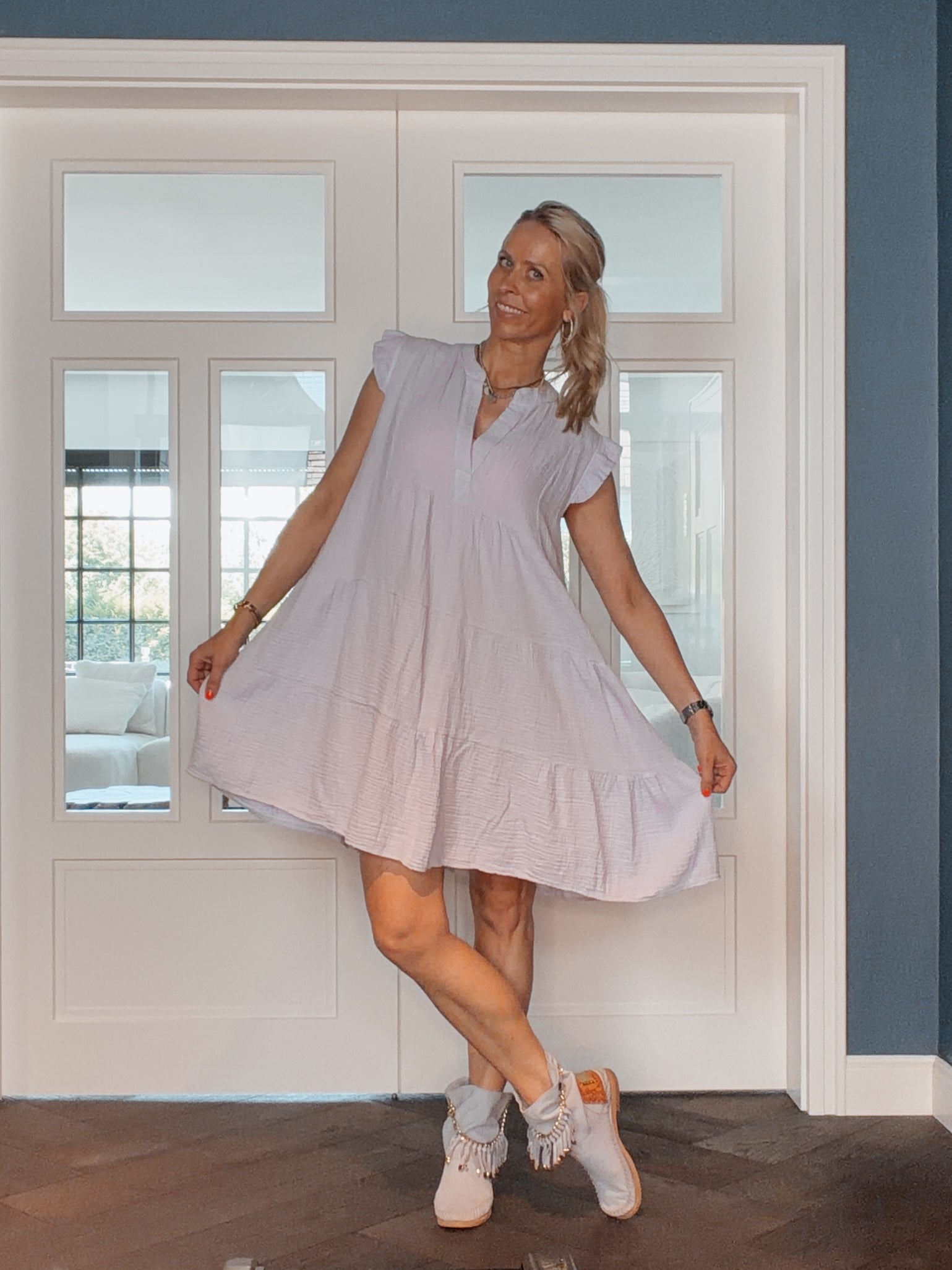 Musselin-Kleid in Taupe | 100 % Baumwolle | Gr. 36–42 (Kopie)