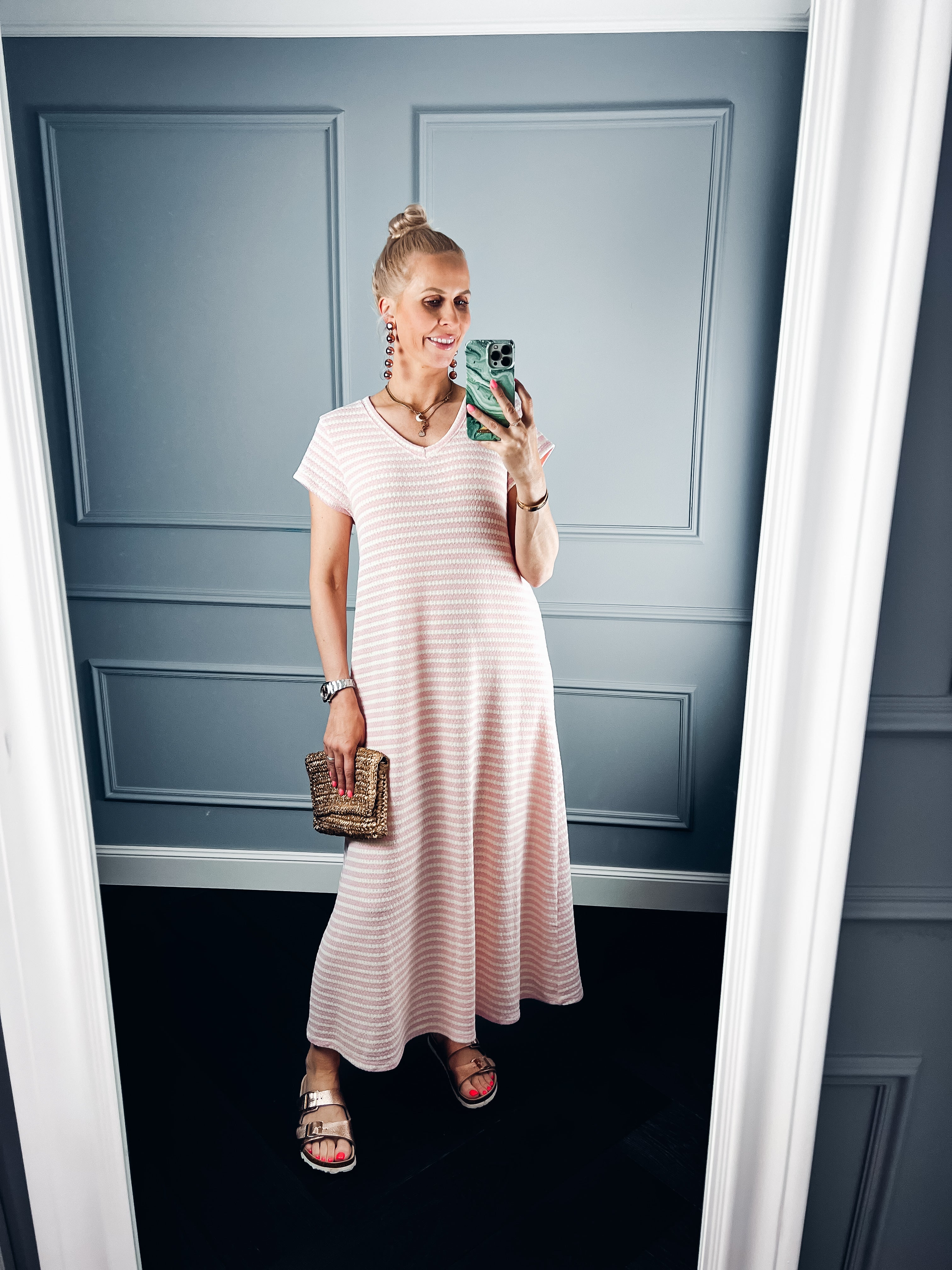KLEID gestreift rosa