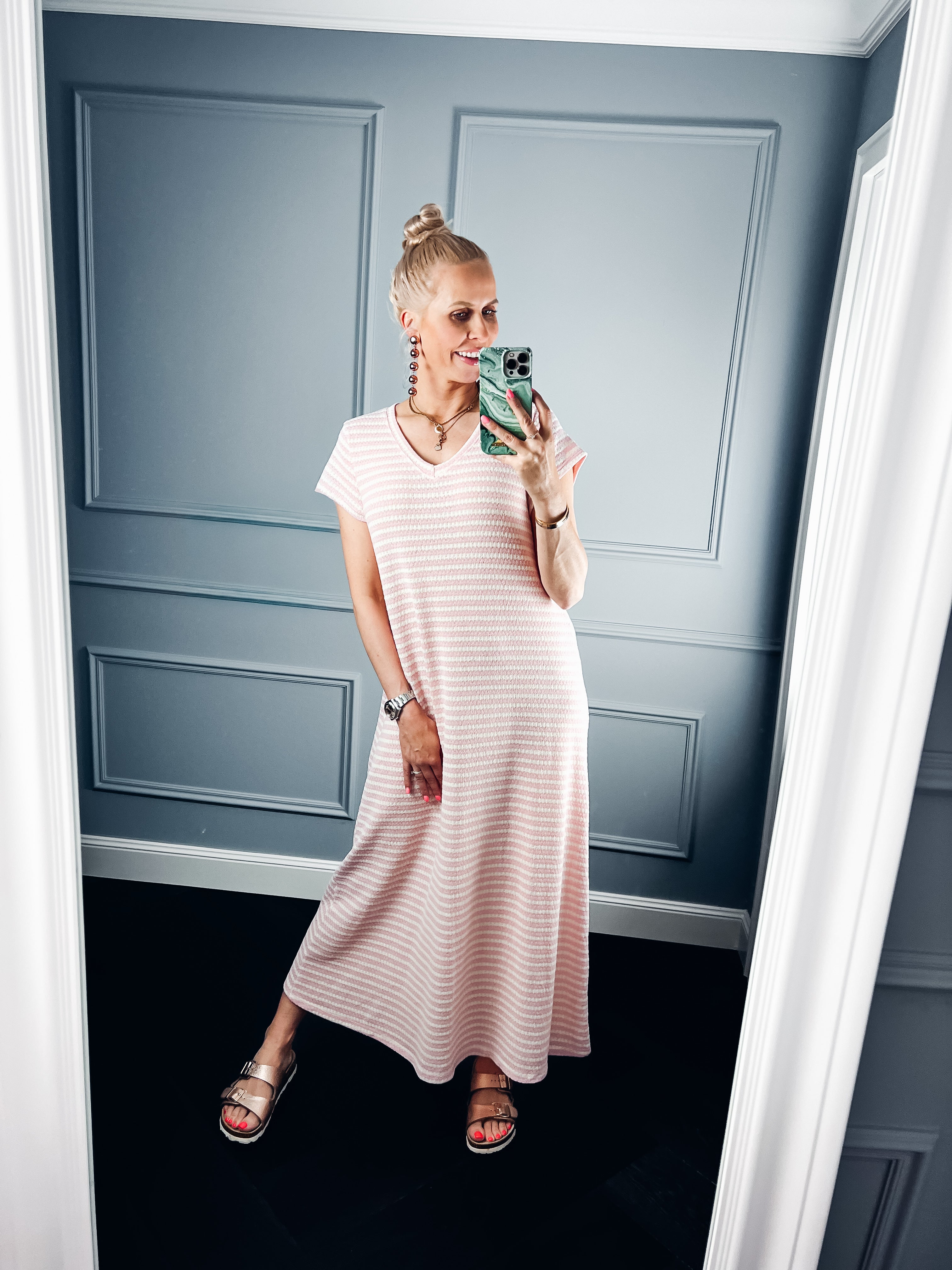 KLEID gestreift rosa