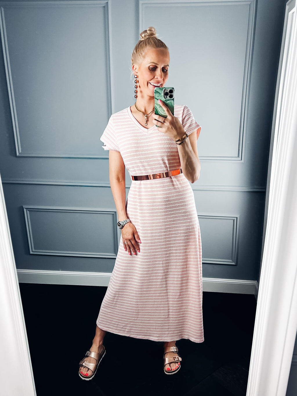 KLEID gestreift rosa