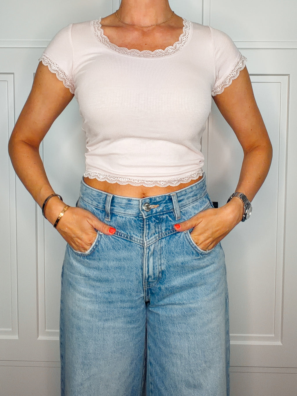 Bambus-Spitzenshirt Rosé | 95 % Bambus | Gr. 36–38