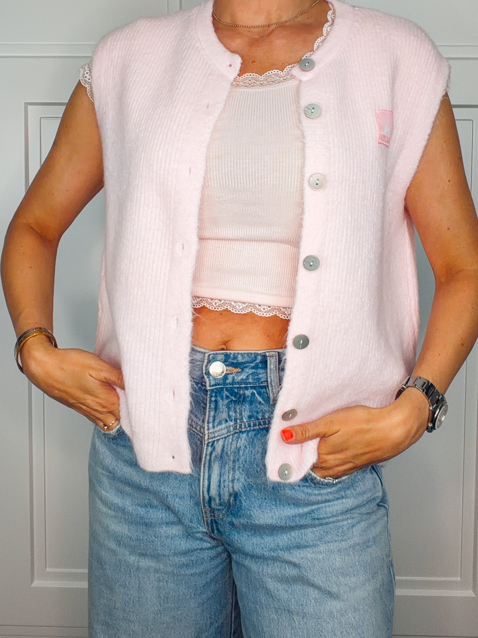 Bambus-Spitzenshirt Rosé | 95 % Bambus | Gr. 36–38