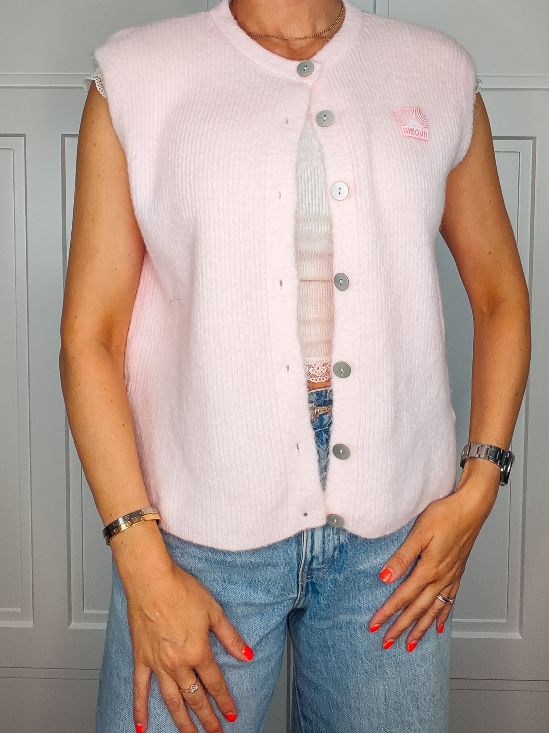 Strickweste Hellrosa | One Size (Gr. 36–42)