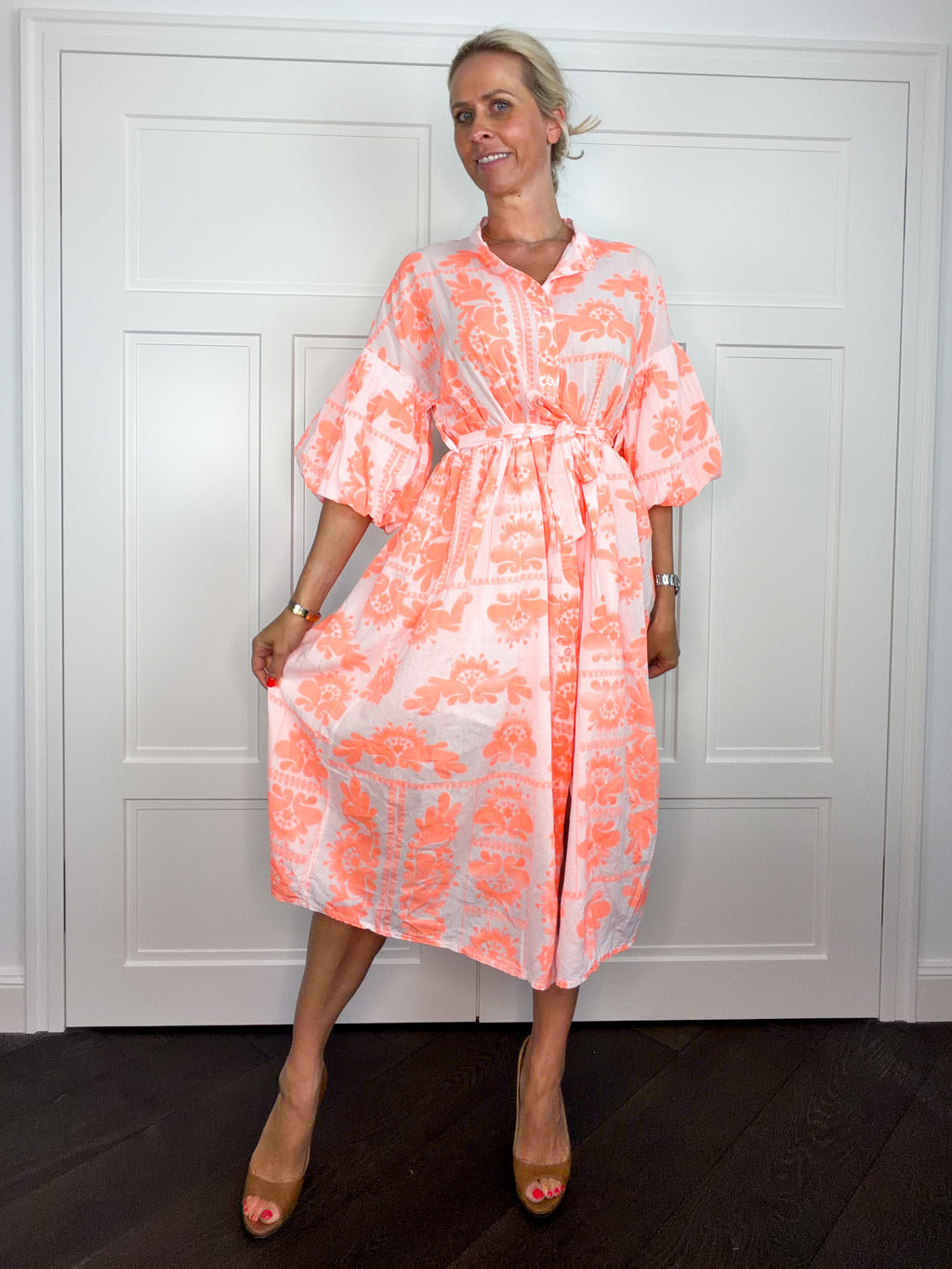 Baumwollkleid Coral Glow | 100 % Baumwolle | Gr. 36–42