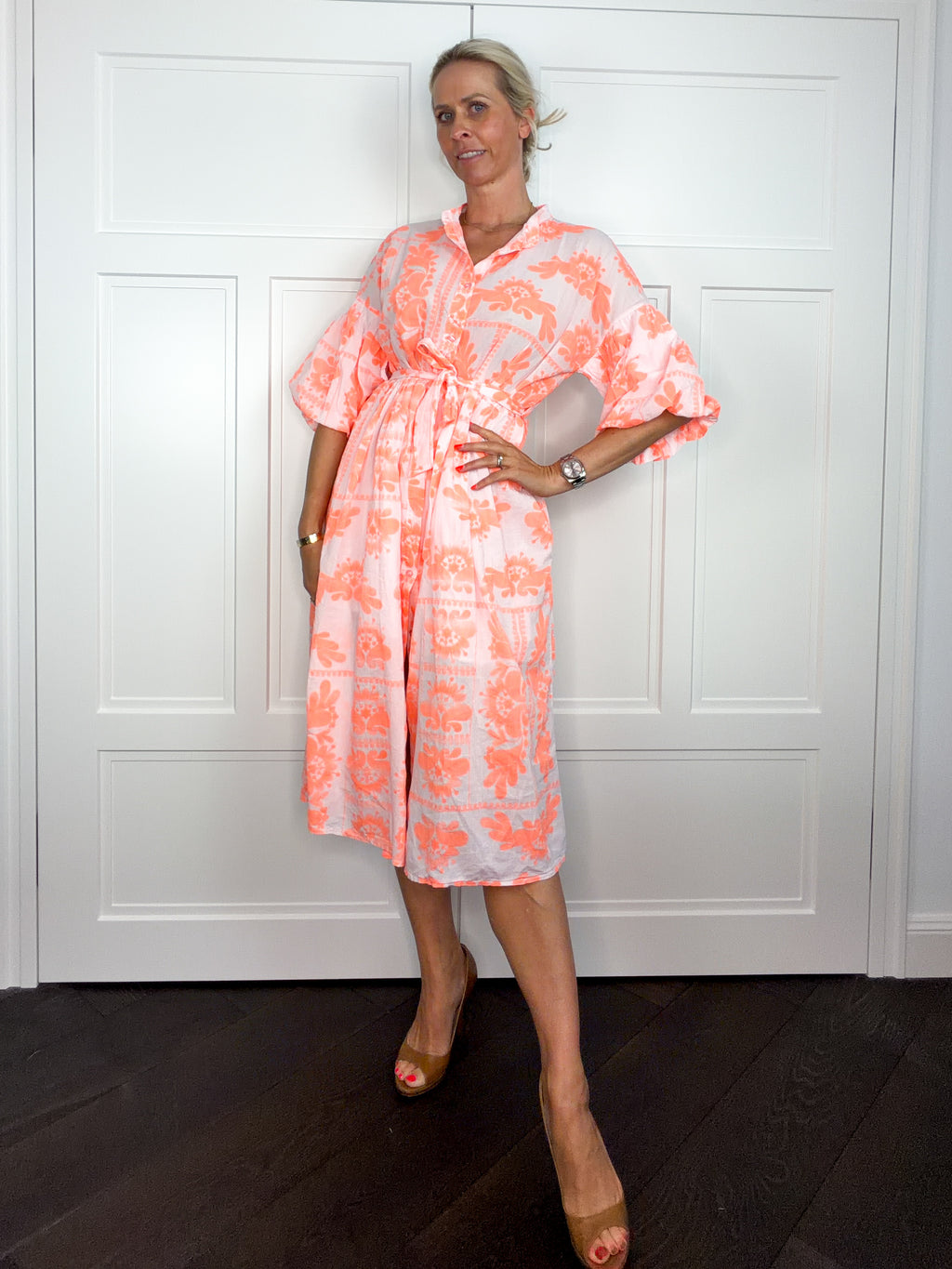 Baumwollkleid Coral Glow | 100 % Baumwolle | Gr. 36–42