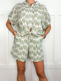 Baumwoll-Zweiteiler Boho Olive | 100 % Baumwolle | Gr. 36–42
