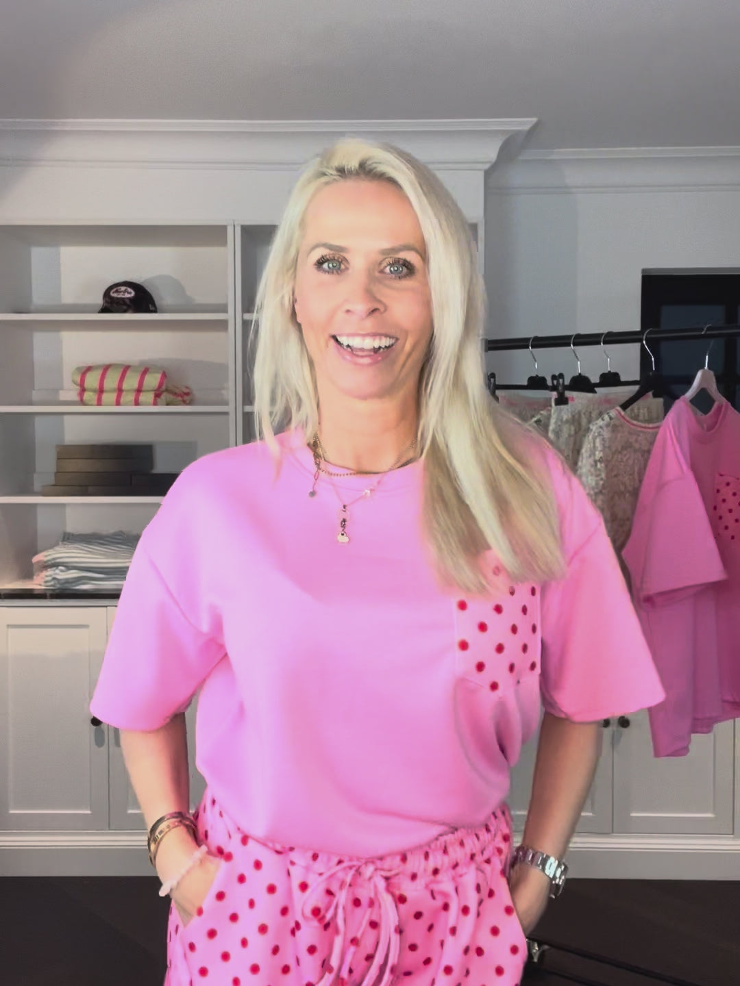 Punkte-Zweiteiler in Pink | Made in Italy | Gr. 36–42