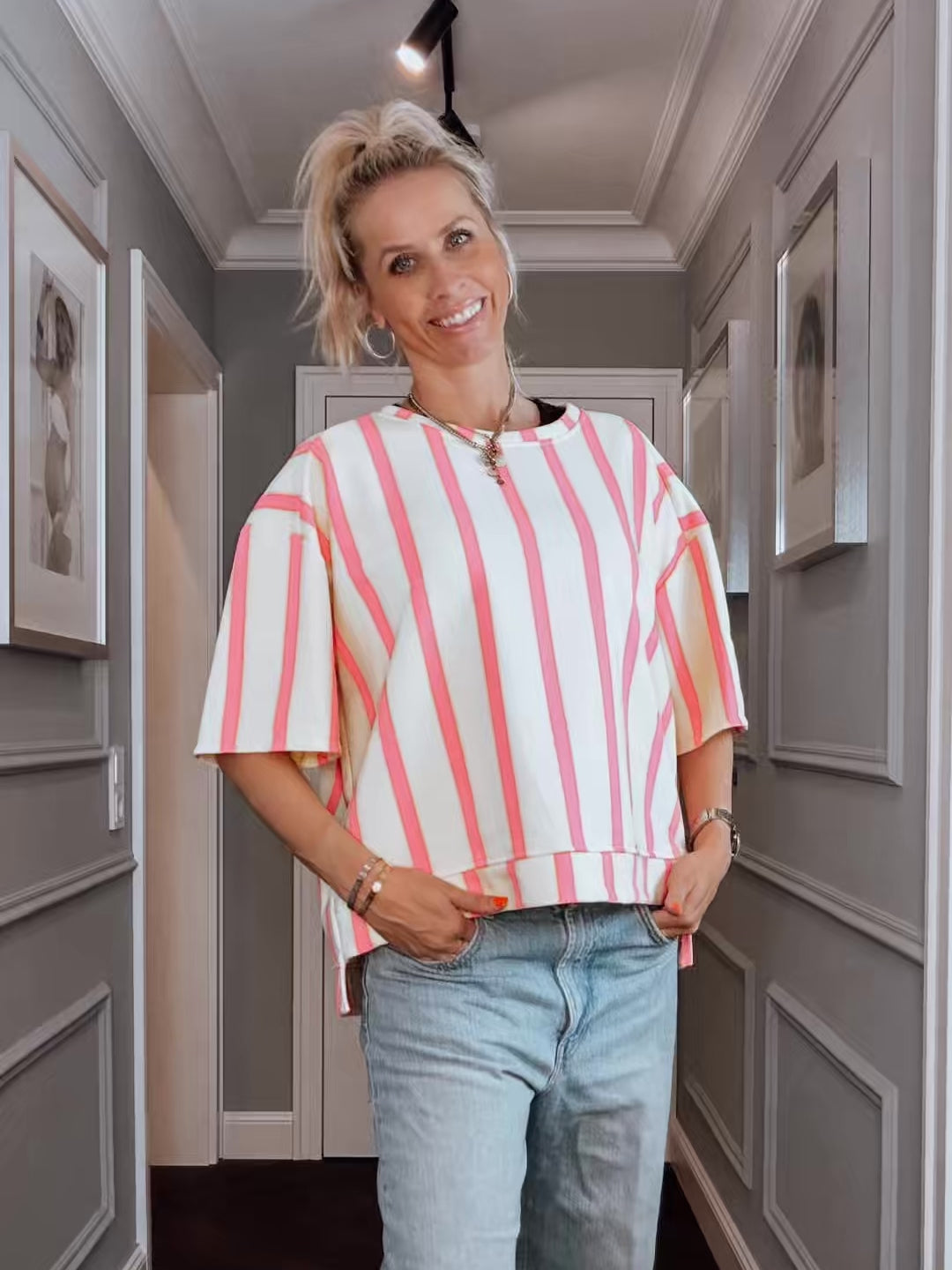 Gestreifter Sweater in Gelb | Made in Italy | Gr. 34–42