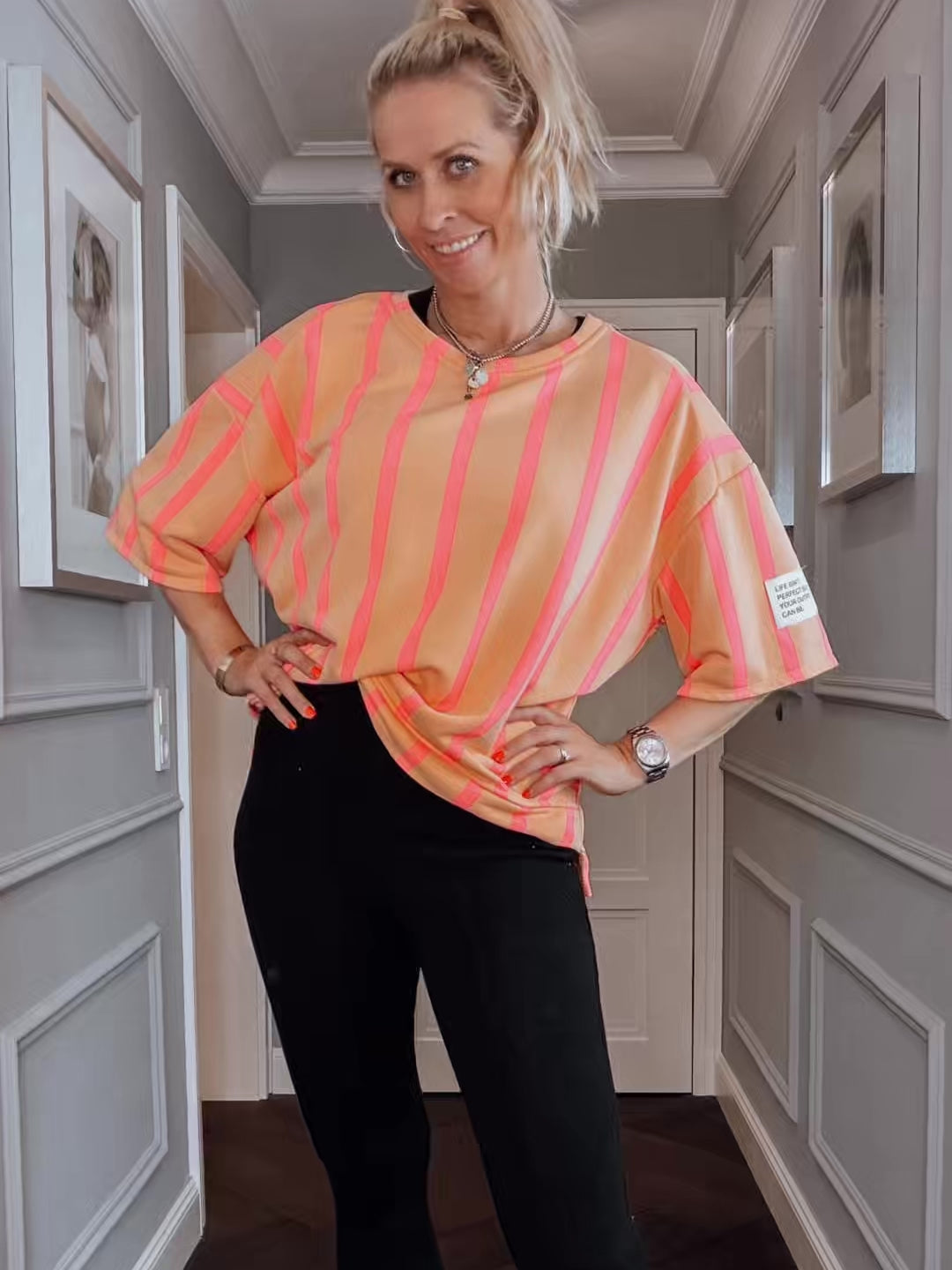 Gestreifter Sweater in Orange | Made in Italy | Gr. 34–42